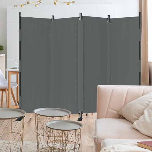 Room Divider 4 Panel Folding Screen 6ft Portable Wall Partition Room Divider with 3 Metal Feet,Privacy Screen Indoor Doubles as a Cubicle Wall,Suitable for Bedroom Living Room Office,Grey - color: Grey, size: 4 Panel-Upgrade