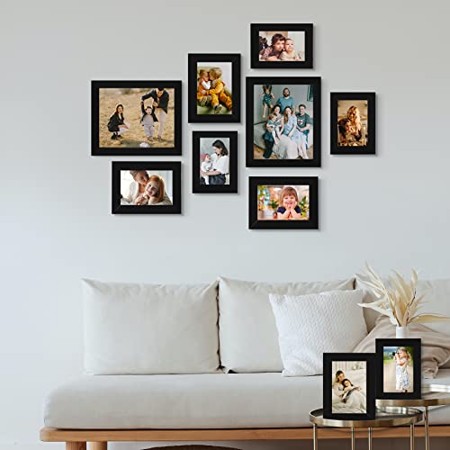 LUCKYLIFE Picture Frame Set 10-Pack, Gallery Wall Frame Collage with 8x10 5x7 4x6 Black Frames - color: Black