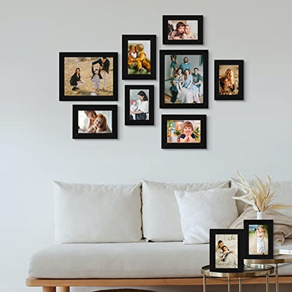 LUCKYLIFE Picture Frame Set 10-Pack, Gallery Wall Frame Collage with 8x10 5x7 4x6 Black Frames - color: Black
