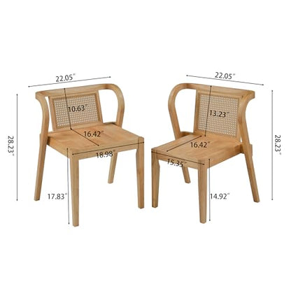 3-Piece Modern Dining Set with Stackable Dining Chairs, Solid Wood Square Table and Chair Breakfast Table Set for 2 Person, Space Saving Dinette for Dining Room, Kitchen, Living Room, Patio-Nature - color: Nature
