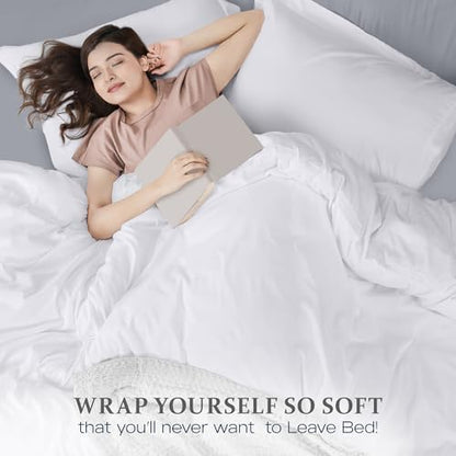 Duvet Cover Queen, 3 Piece Cotton Like Polyester With Zipper Closure, White | Extra Soft and Breathable, Wrinkle & Fade Resistant, Includes Duvet Cover and 2 Pillow Shams, Comforter Not Included, OekoTex - color: White, size: Queen - Duvet Cover Set