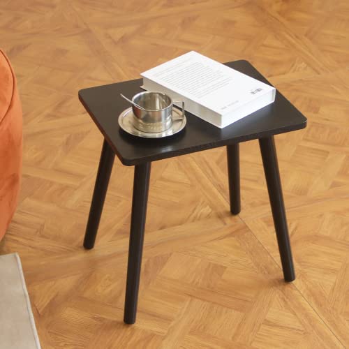 AWASEN Side Table, Small Black End Table for Living Room Bedroom Office Small Spaces, Modern Accent Side Table Nightstand with Solid Wood, Easy Assembly, (Black) - color: Black