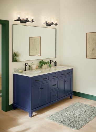 Kichler Crosby 23" 3-Light Vanity Light with Clear Glass in Black, for Bathroom, Powder Room, (23" x 8.75"), 45497BKCLR - color: Black, size: 3 Light, style: Clear Glass