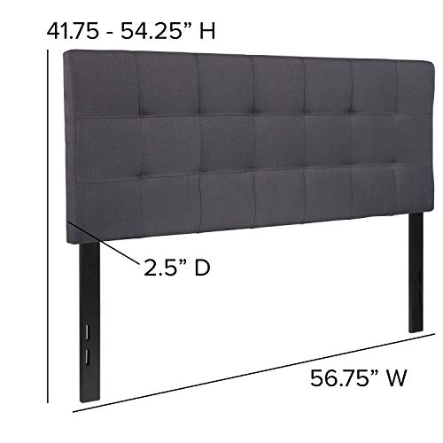 EMMA + OLIVER Dark Gray Full Quilted Tufted Headboard | Adjustable Bed Rail Slots, Fabric Upholstered - color: Dark Gray, size: Full