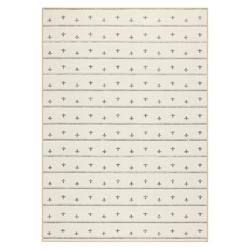Haven Scandinavian Stripe Machine Washable Area Rug with Airflo Technology for Easy Clean, Ultra-Soft Non-Slip Rug with Built-in Pad, Pet, Family & Allergy Friendly Rug, Beige/Brown, 5'x7' - color: Beige/Brown Scandi Stripe, size: 4'11" x 6'11" (Rectangul