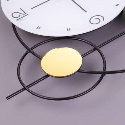 Large Modern Wall Clock for Living Room Decor 24 Inch Big Decorative Black Metal Wall Clock with Pendulum for Home Bedroom Kitchen Office Battery Operated Non Ticking Decoration Clocks Wall - style: Contemporary