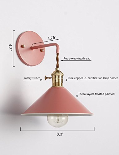 Wall Sconce Lamps Lighting Fixture with on Off Switch,Gray Macaron wall lamp E26 Edison Copper lamp Holder with Frosted Paint Body Bedside Bathroom Vanity Lights - color: Gray