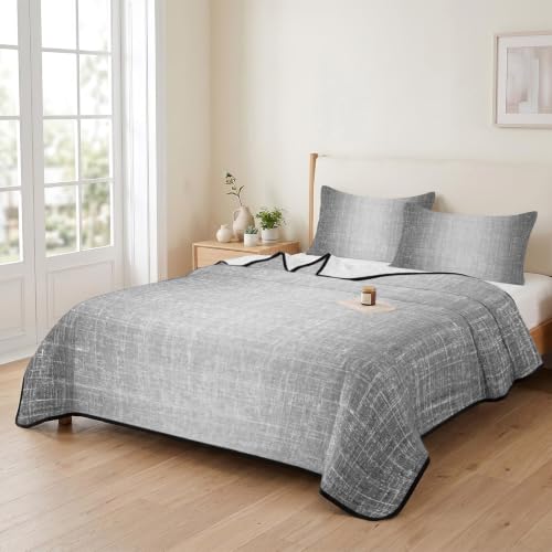 Queen Quilt Set 90''x96'',Slate Gray Lightweight Bedspread Coverlet Set with 2 Pillow Shams,Vintage Ombre Solid Color Minimalist Farmhouse Breathable All Season Quilt Bedding for Bedroom/Guest Room - color: Slate Gray, size: 90x96 Inches