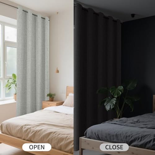 CUCRAF 100% Blackout Window Curtains 54 inches Long 2 Panels Set, Faux Linen Look Thermal Insulated Grommet Drapes, Room Darkening Curtain for Bedroom Living Room(W52 x L54 Inch, Grey Green) - color: Grey Green, size: 52"W x 54"L (Pack of 2)