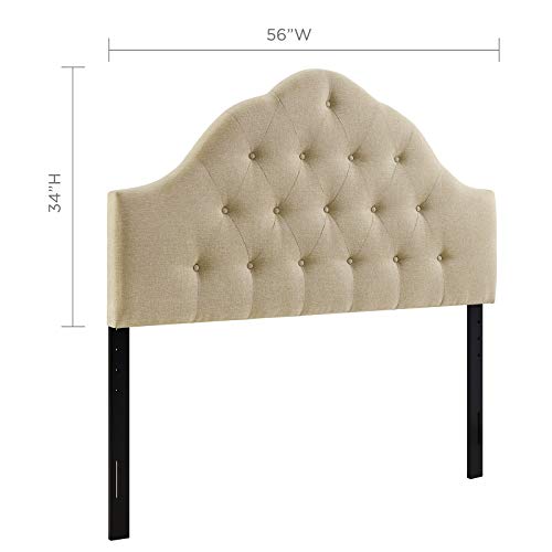 Modway Sovereign Tufted Button Linen Fabric Upholstered Full Headboard in Beige - color: Beige, size: Full
