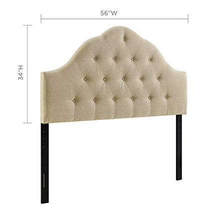 Modway Sovereign Tufted Button Linen Fabric Upholstered Full Headboard in Beige - color: Beige, size: Full