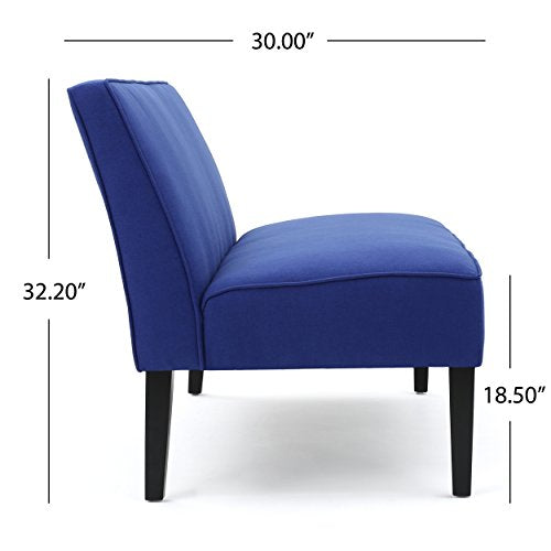 50" Small Loveseat Sofa, Comfy Mini Fabric Sofa Couch for Small Spaces, 2 Seater Armless Sofa with Solid Wood Legs for Living Room, Dorm, Office, Bedroom (Navy Blue) - color: Navy Blue