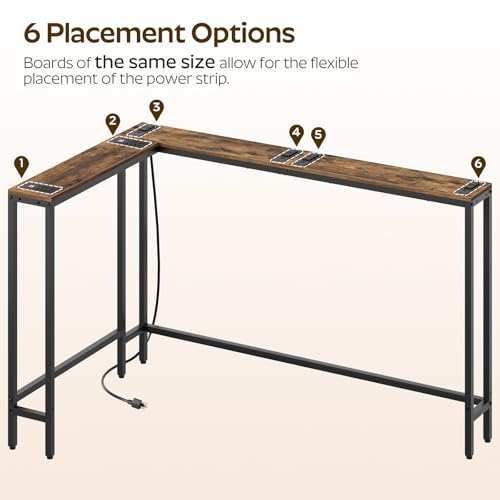 Narrow Console Table with Outlets, Skinny Behind Couch Table, Narrow Long Sofa Table for Living Room, Hallway, Entryway