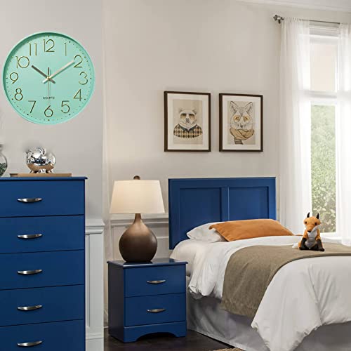 12 in Wall Clock Non-Ticking Quartz Silent Battery Operated Round Clocks Home Kitchen Office School Living Room Decor Clocks (Mint Green) - color: Mint Green