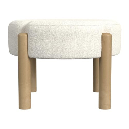 HomePop Luna 22" Round Ottoman - Cream Boucle - color: Cream Boucle, size: 22"D x 22"W x 16"H