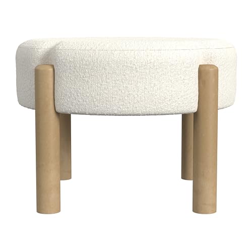 HomePop Luna 22" Round Ottoman - Cream Boucle - color: Cream Boucle, size: 22"D x 22"W x 16"H