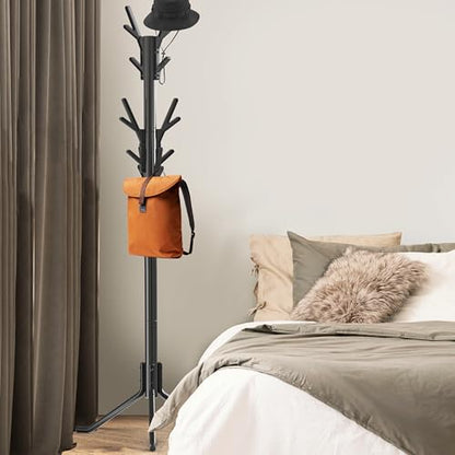 Simple Houseware Standing Coat/Hat Hanger Tree Shaped Rack, 18 Hooks, Black | For Entryway, Bedroom, and Hallway - color: Black