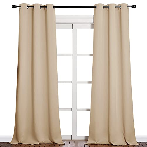 NICETOWN Room Darkening Grommet Panels - Baby Room Curtains 90 inches Long, Privacy Draperies (42 inches Width, Biscotti Beige, 1 Pair) - color: Biscotti Beige, size: 42"W x 90"L (Pack of 2)