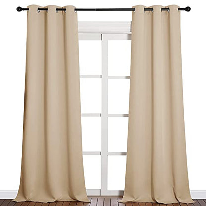 NICETOWN Room Darkening Grommet Panels - Baby Room Curtains 90 inches Long, Privacy Draperies (42 inches Width, Biscotti Beige, 1 Pair) - color: Biscotti Beige, size: 42"W x 90"L (Pack of 2)