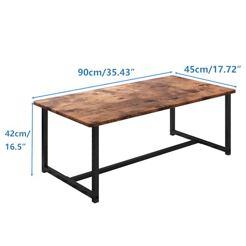 35.4" Rectangular Coffee Table for Living Room, Modern Industrial Style Coffee Table Center Table with Metal Frame for Small Space, Apartment, Office, Easy Assembly, Brown - color: Brown