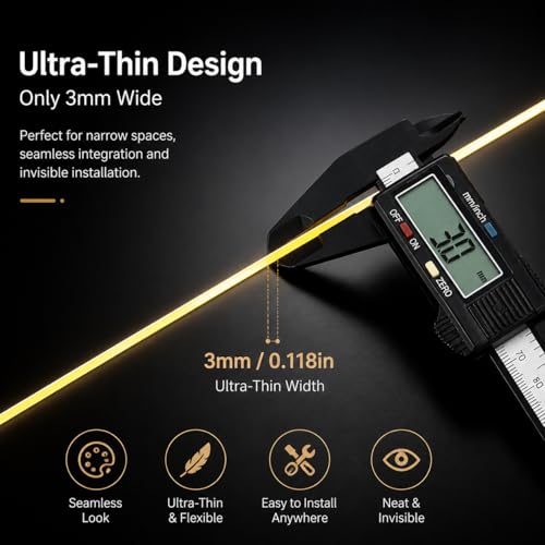 5V USB 3mm Ultra-Thin LED COB Light Strip,400LEDs/M Touch Dimmer COB Strip. | 5V USB Powered COB Lights for TV Under Cabinet Kitchen Living Room Shelving or Displays