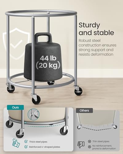 SONGMICS Laundry Basket, Rolling Steel Frame with 2 Locking Wheels, 110 L | Heavy-Duty Laundry Hamper Cart with Removable Bag, Coffee Brown and Cream White, URLS002KQ02 - color: Coffee Brown + Cream White, size: 110 L (1-Section)