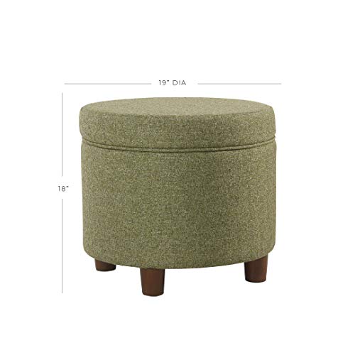 HomePop 19" Round Storage Ottoman - Green Tweed - color: Green Tweed