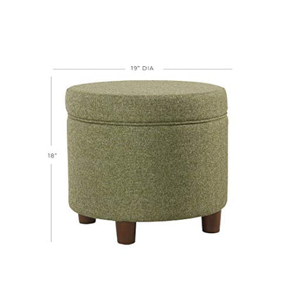 HomePop 19" Round Storage Ottoman - Green Tweed - color: Green Tweed