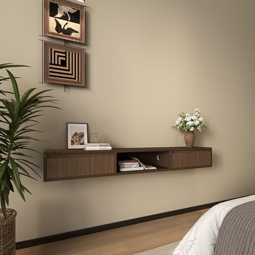 47" Floating TV Stand, Wall Mounted Media Console for 65 TV | Heavy-Duty 11-Layer Plywood Floating Tv Console with Soft Close Drop Down Door, Anti-Sag Entertainment Center - size: 47 In