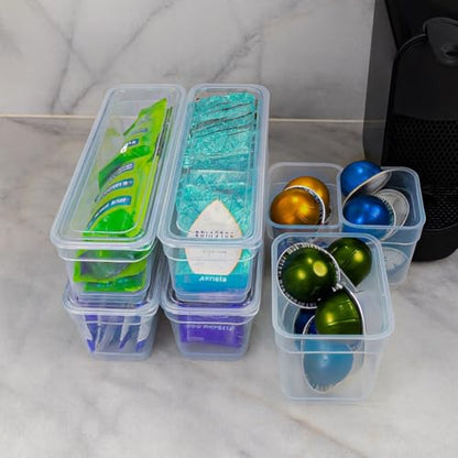 AB Designs 8-Pack Storage Bins with Lids, 4 Long and 4 Small, Clear - size: 4 Long & 4 Small