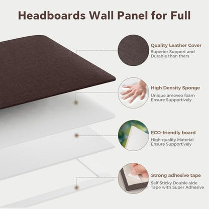 6-Piece Dark Brown Linen Upholstered Headboard Twin Size, Wall Mounted Fabric Headboard, Rich Padded Panels for Cozy Bedroom - color: Linen - Dark Brown