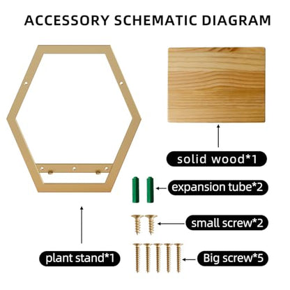 3 Pack Solid Wood & Heavy Duty Metal Wall Plant Stands, 25 LB Load Boho Arch Hanging Planter,9 inch Natural Wood Shelf for Indoor Plants Golden - color: golden