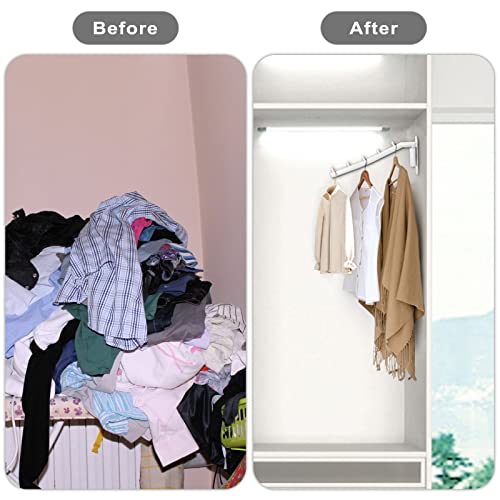 Sumnacon Stainless Steel Clothes Hanger Rack-Wall Mount Clothing Rack with Swing Arm, Sturdy Clothing Hanger Rack for Laundry Room Bedrooms Clothing Drying Rack with 5 Hooks, White - color: White