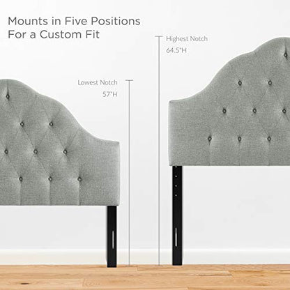 Modway Sovereign Tufted Button Linen Fabric Upholstered Queen Headboard in Gray - color: Gray, size: Queen