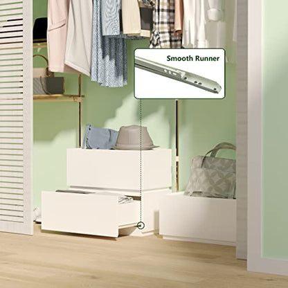 woodtalks Stackable 1 Drawer Dresser, Multi-Purpose Storage Closet Cube Dressers for Bedroom, Storage Cabinet for Entryway, Nightstand Sofa Beside Table Drawer Chest, 23.6 in, White
