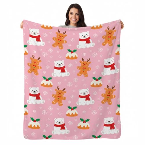Christmas Polar Bear Throw Blanket, Soft Flannel Fleece 50" x 60" | Yujiiso Christmas Polar Bear Blanket Lightweight Decor for Living Room, Bedroom, Office and Travel, Home Decor Gift - color: Christmas Polar Bear, size: 50"x60"