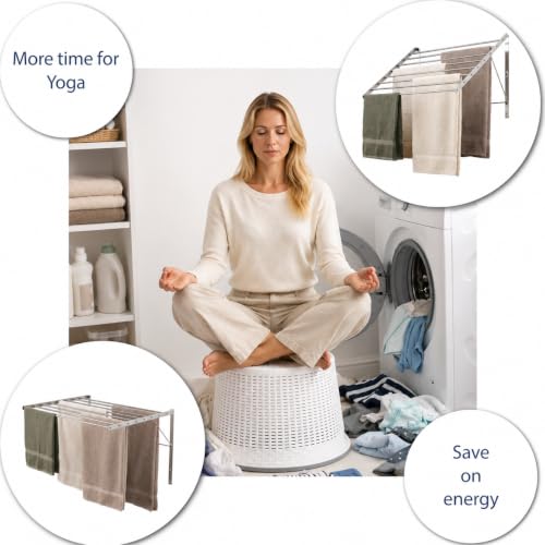 Wall Mounted Clothes Drying Rack | 22" Wide | 60lb Capacity - size: 22 inches