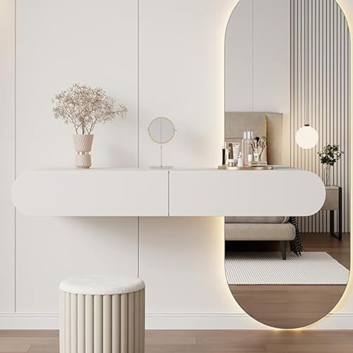 JHDXL Floating Vanity Desk, Small Wood Vanity Desk with Mirror, Floating Makeup Vanity for Wall, Fold Down Wall Mount Hairdressing Desk, for Bedroom(80cm/31.5in) - size: 80cm/31.5in
