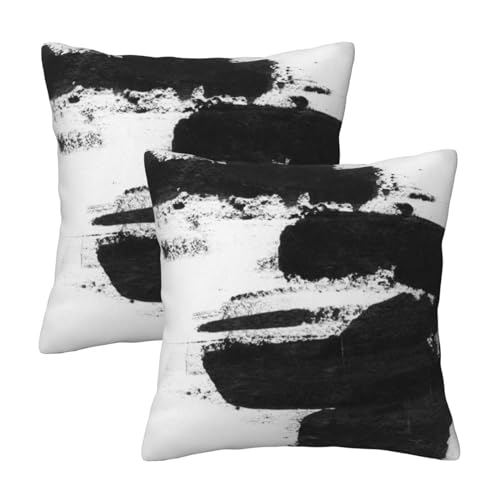 Lcokin Black and White Throw Pillow Covers 18x18 in Set of 2, Decorative Modern Abstract Boho Pillow Case Square Cushion Covers for Sofa Bed Couch Living Room - color: Black and White, size: 18" x 18" (Pack of 2)