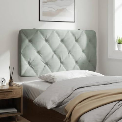Velvet Headboard Cushion 39.4 Inch Wall Mounted Upholstered Bed Backrest Pillow for Reading Reading Support Light Gray
