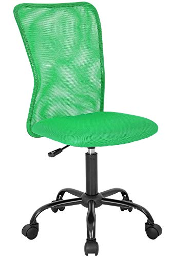 Armless Computer Chair Mesh Office Task Chair Desk Chairs Swivel Rolling Chair with Ergonomic Backrest Height Adjustable Home Office Chair for Adults, Green - color: Green