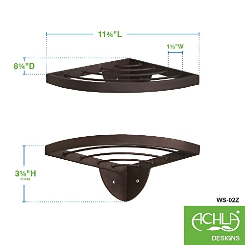 Bed Bath & Beyond Achla Designs 11.8" W Quarter-Round Roman Bronze Wrought Iron Corner Wall Plant Shelf, Powder Coated Finish
