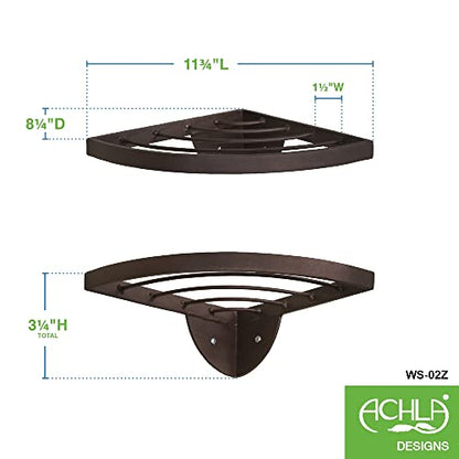 Bed Bath & Beyond Achla Designs 11.8" W Quarter-Round Roman Bronze Wrought Iron Corner Wall Plant Shelf, Powder Coated Finish