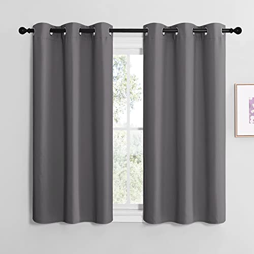 NICETOWN Bedroom Curtains Blackout Drapery Panels, Three Pass Microfiber Thermal Insulated Solid Ring Top Blackout Window Curtains/Drapes (Two Panels, 42 x 50 inches, Gray) - color: Grey, size: 42"W x 50"L (Pack of 2)