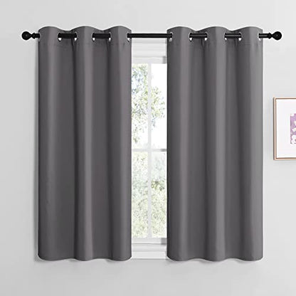 NICETOWN Bedroom Curtains Blackout Drapery Panels, Three Pass Microfiber Thermal Insulated Solid Ring Top Blackout Window Curtains/Drapes (Two Panels, 42 x 50 inches, Gray) - color: Grey, size: 42"W x 50"L (Pack of 2)
