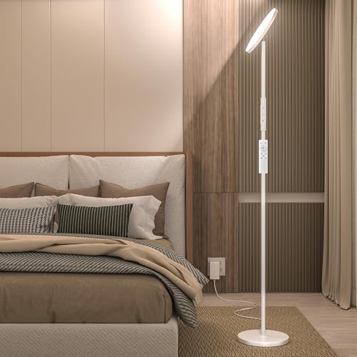LED Floor Lamp, 3600LM Bright Standing Lamp 350W Equivalent with 2700K-6500K Stepless Dimming, Modern Torchiere Room Lamp with Remote/Touch Control, 69" Tall Lamp for Living Room Bedroom Office(White) - color: White