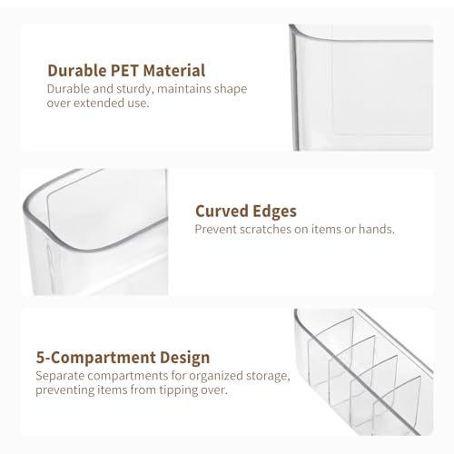 PAVSTINE 2 Pack Adhesive Medicine Cabinet Organizer, Clear Wall Mounted Makeup Storage Shelves for Bathroom Vanity, No Drilling Narrow Organizers for Door Cabinet, 5 Compartment - size: 5-Compartment Wall-Mounted