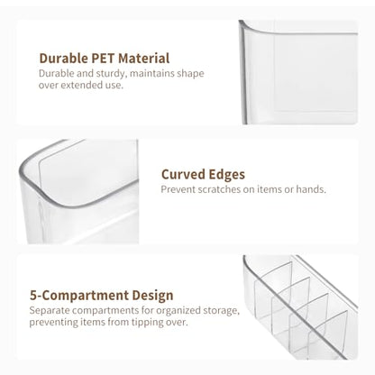 PAVSTINE 2 Pack Adhesive Medicine Cabinet Organizer, Clear Wall Mounted Makeup Storage Shelves for Bathroom Vanity, No Drilling Narrow Organizers for Door Cabinet, 5 Compartment - size: 5-Compartment Wall-Mounted