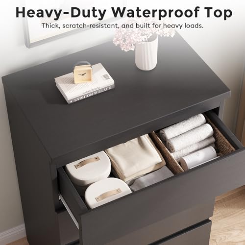 Jocoevol 4 Drawer Dresser for Bedroom, Black Dresser Chest of Drawers - Large Wood Dressers TV Stand with Deep Drawers Dressers for Living Room, Hallway, Entryway - Black - color: Black