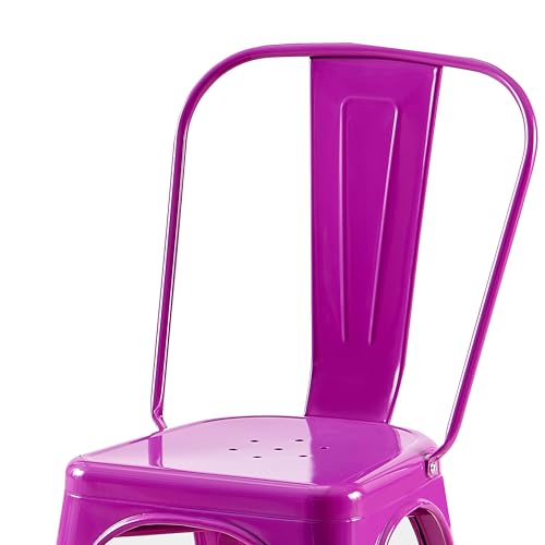 AC Pacific 18 Inch Seat Height Industrial Metal Dining Chairs, Stackable Kitchen or Bar Seat, Durable Modern Design, Versatile Accent Furniture, Set of 2, Purple - color: Purple, size: Set of 2
